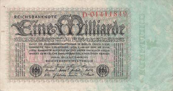 1 Milliarde Mark ro 111a D VF